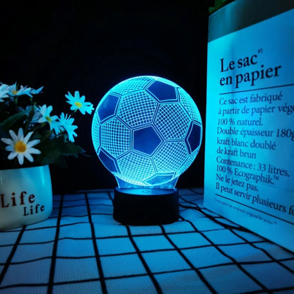 Luminária LED 3D para Sala de Estar para Fãs de Futebol com Cores Variáveis e Iluminação Visual