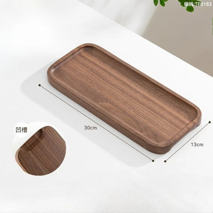 Bandeja De Madeira Nogueira Maciça Retangular Chá Café