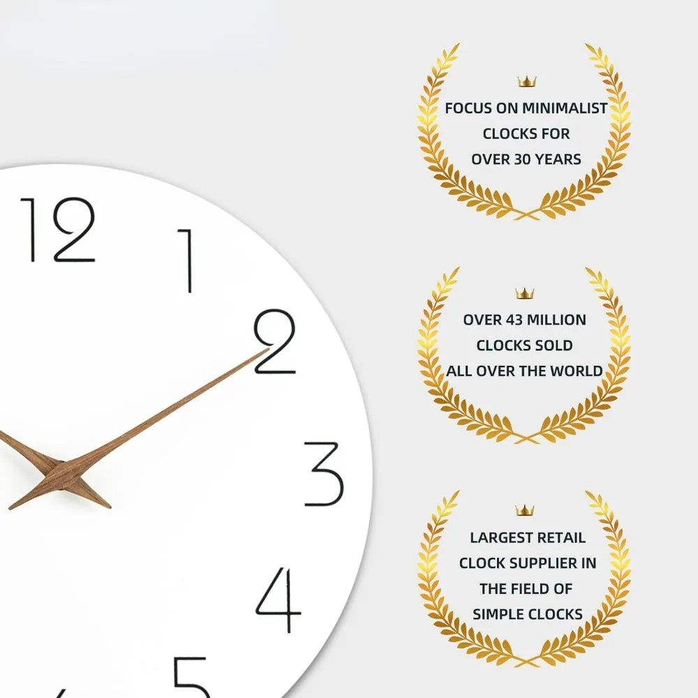 Relógio De Parede 12 Polegadas Madeira Branca Minimalista