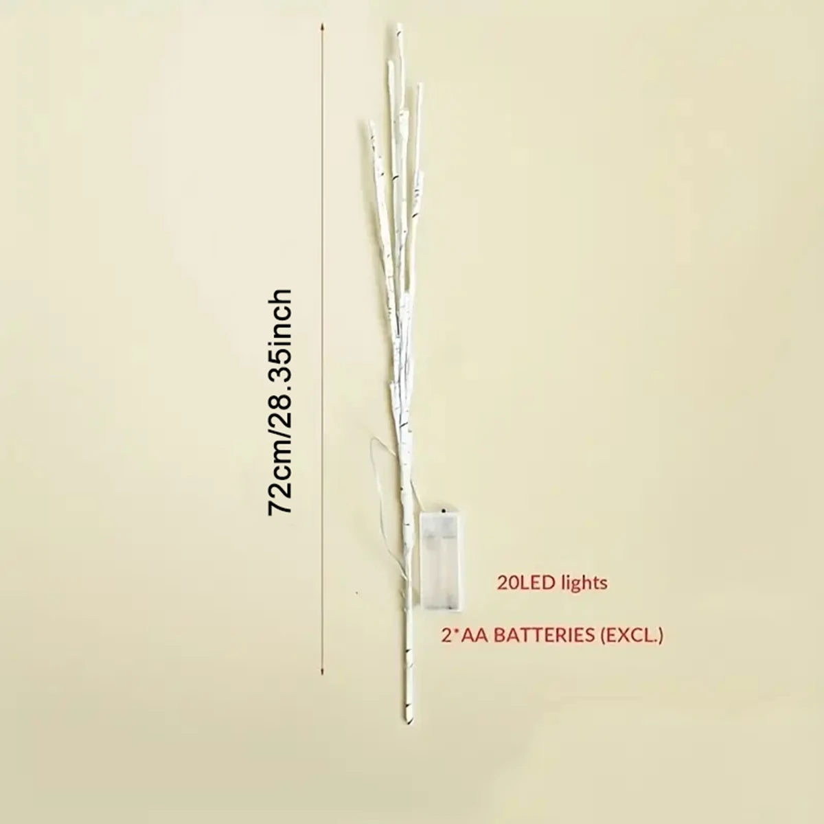Luzes De Bétula Com Ramos Para Decoração Interna E Externa Com 20 LEDs Alimentadas Por Pilhas