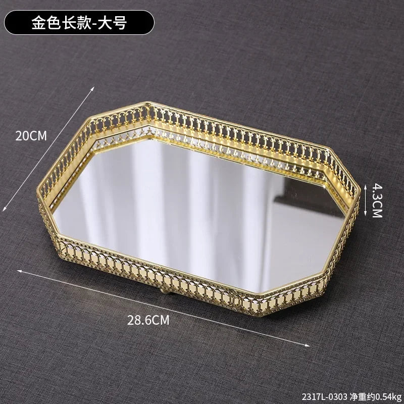 Bandeja Espelho Iluminada Para Sala Decorativa Metal