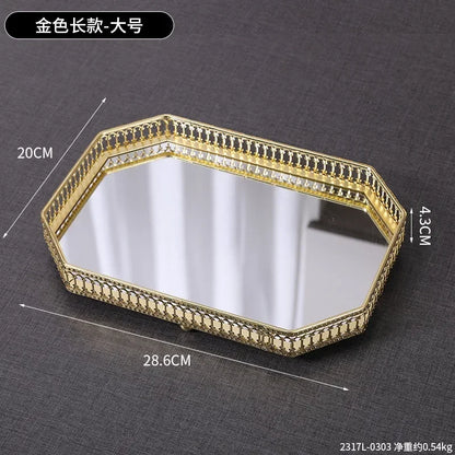 Bandeja Espelho Iluminada Para Sala Decorativa Metal