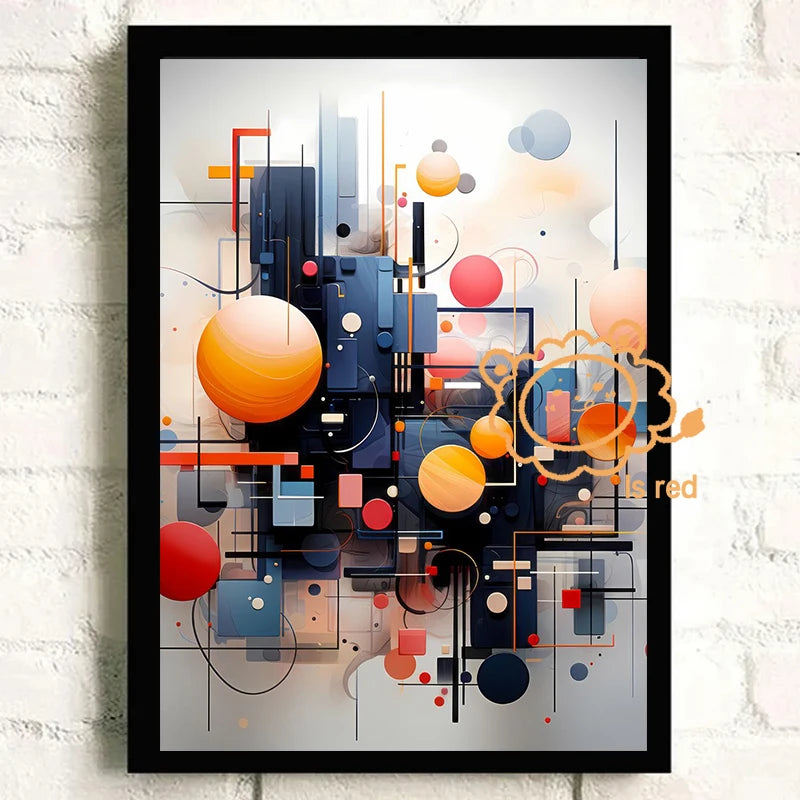 Cartaz Geométrico Abstrato Minimalista para Sala Sem Moldura