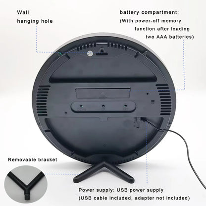 Despertador Digital Silencioso Para Parede USB Madeira